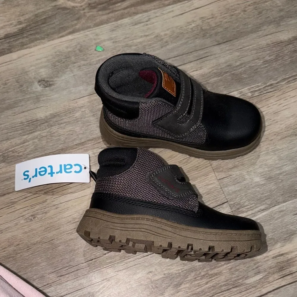 Carter's Black and Brown Kids Hook-and-Loop Boots
